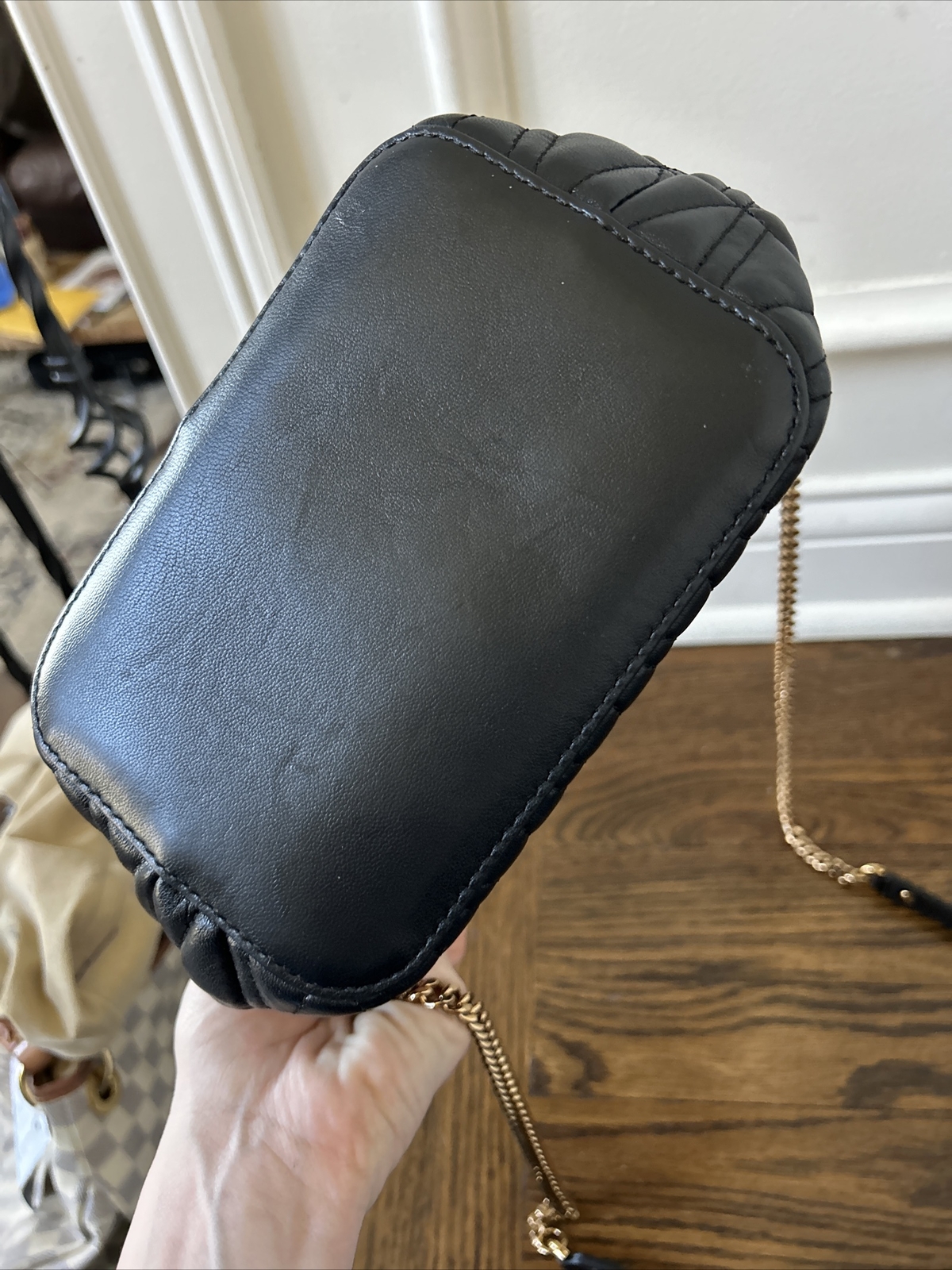 VERSACE Virtus Quilted Nappa Leather Bucket Bag Black… Gem