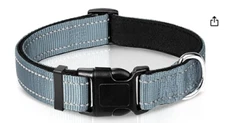 NEW Joytale Reflective Dog Collar Soft Padded Breathable Grey Nylon Size Small