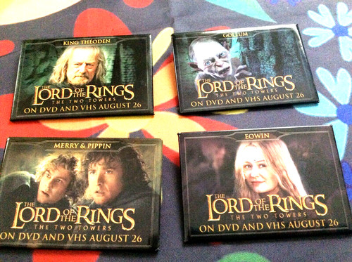 LORD OF THE RINGS 2 Towers Promo Pins 2”x3” blockbuster DVD 2002 SET OF4 VINTAGE