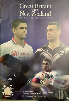 RUGBY LEAGUE INTERNATIONAL PROGRAM GREAT BRITAIN V NEW ZEALAND 1998 2nd Test