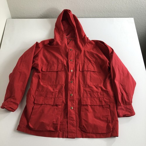 Red Hooded Jacket Rain Coat Mens Size 