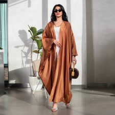 Open Kaftan Cardigan Kimono Long Dress Abaya Muslim Women Turkey Party Gown Arab