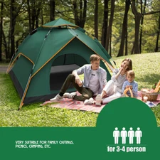 3-4 Person Pop Up Tents Waterproof Windproof Instant Tent for Camping Hiking