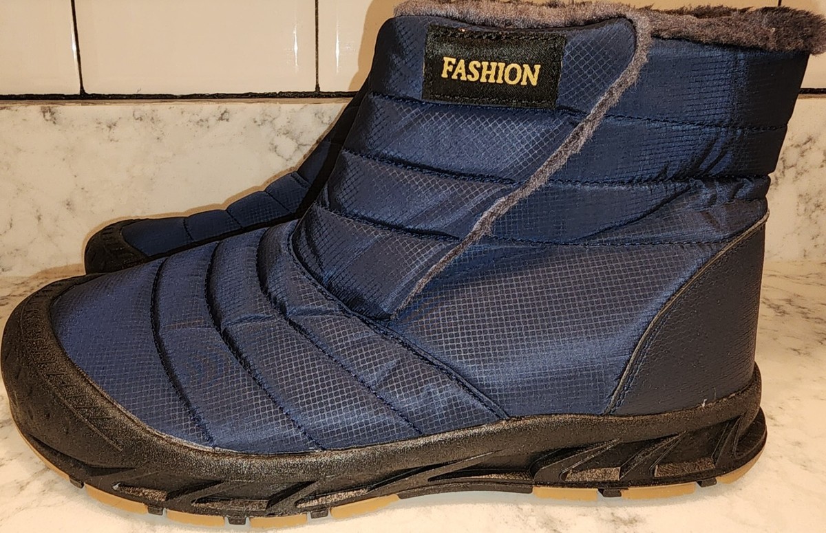 Mens EU Size 43 Fashion Blue Winter Snow Fur Lined Boots NEW  display picture 3