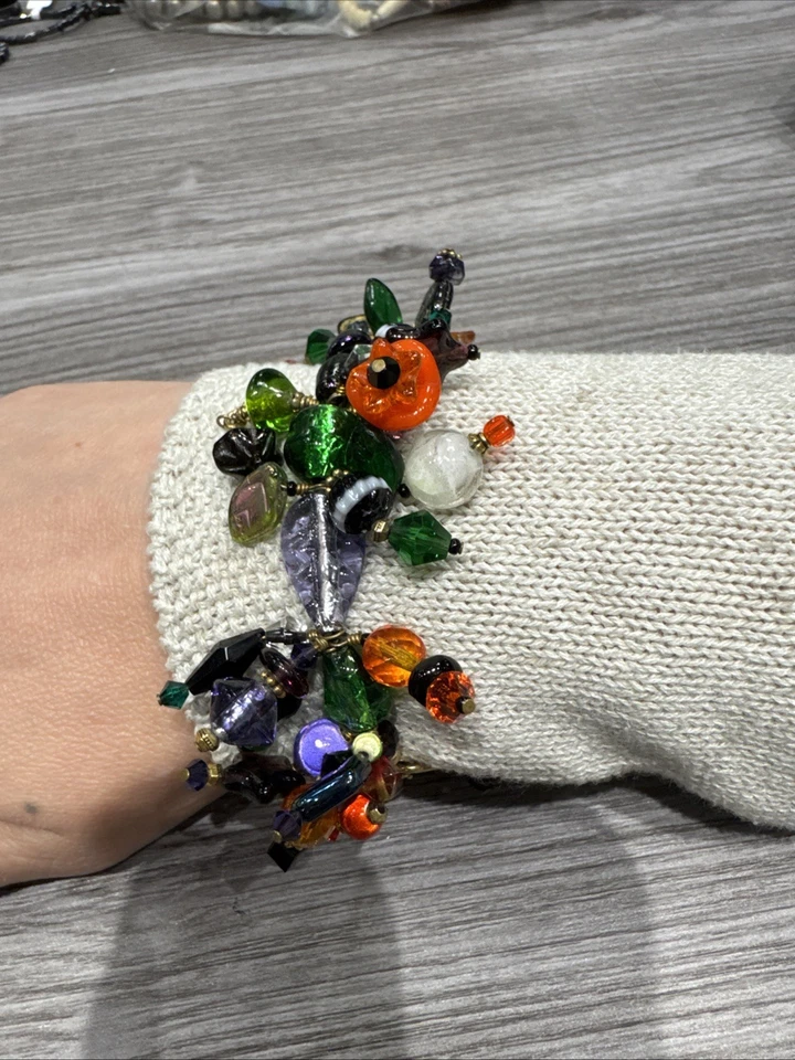 Artisan Cluster Lampwork Charm Bracelet Vintage - Image 3 of 4