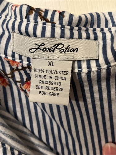 Love potion xl floral striped shirt Cherry Blossoms Button Up Blouse Long Sleeve - Picture 3 of 3
