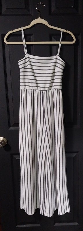 Vibe Sportswear Womens Black & White Striped One Piece Jumpsuit Size M