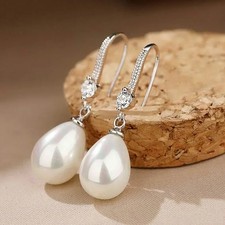 New Temperament Simple Water Drop Shape Simulation Freshwater Pearl Drop Earring