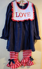 Marie Nicole Size 6 Girls 2pc Long Sleeve Tunic/ Ruffle Striped Pants Set NWT