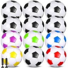 Seenelling 12 Pcs Size 5 Soccer Balls with 2 Pumps, Colorful PVC Indoor Outdoor