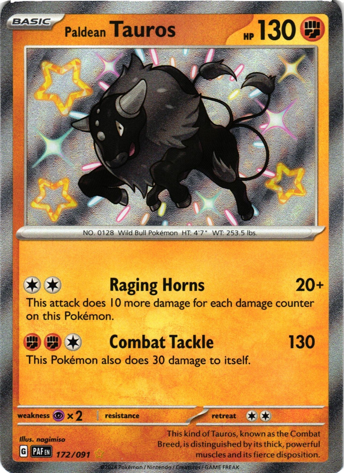 Pokemon TCG SV Paldean Fates Paldean Tauros 172/091 NM