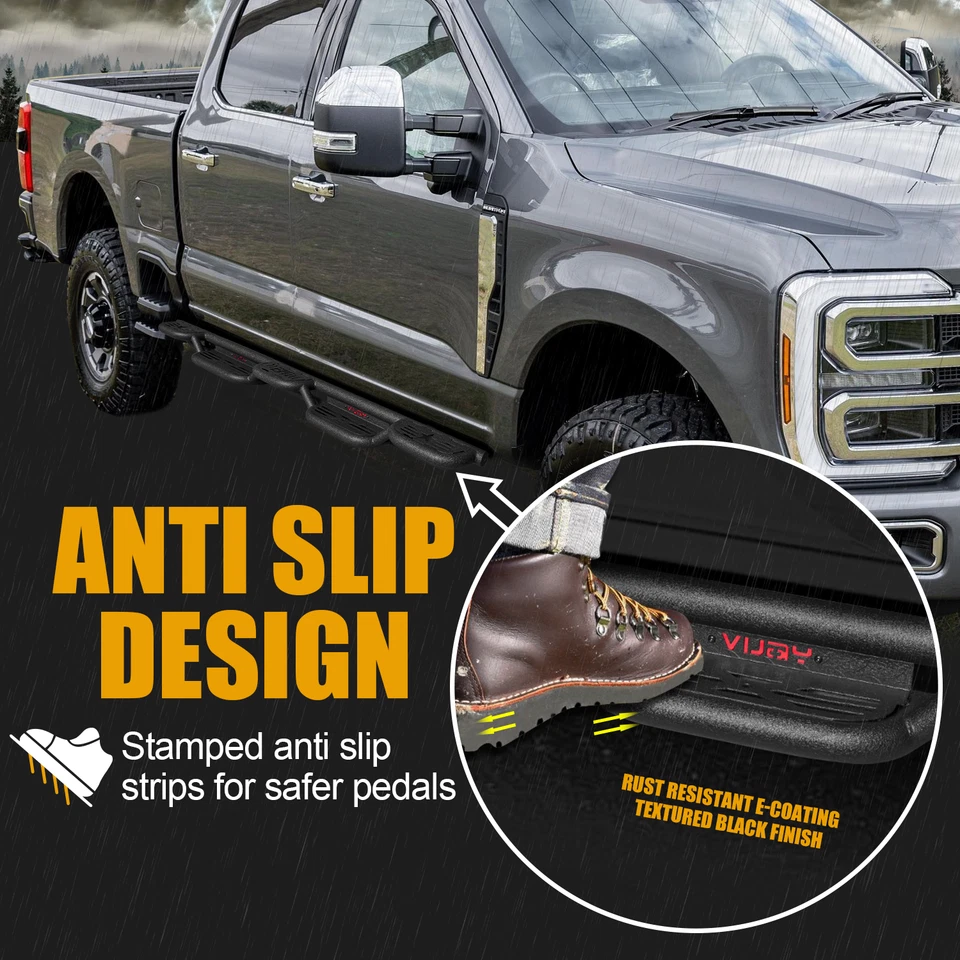 Side Steps For 2017-2025 Ford F250 F350 Super Duty Super Crew/Crew Cab 4 Doors Foto 3 de 4