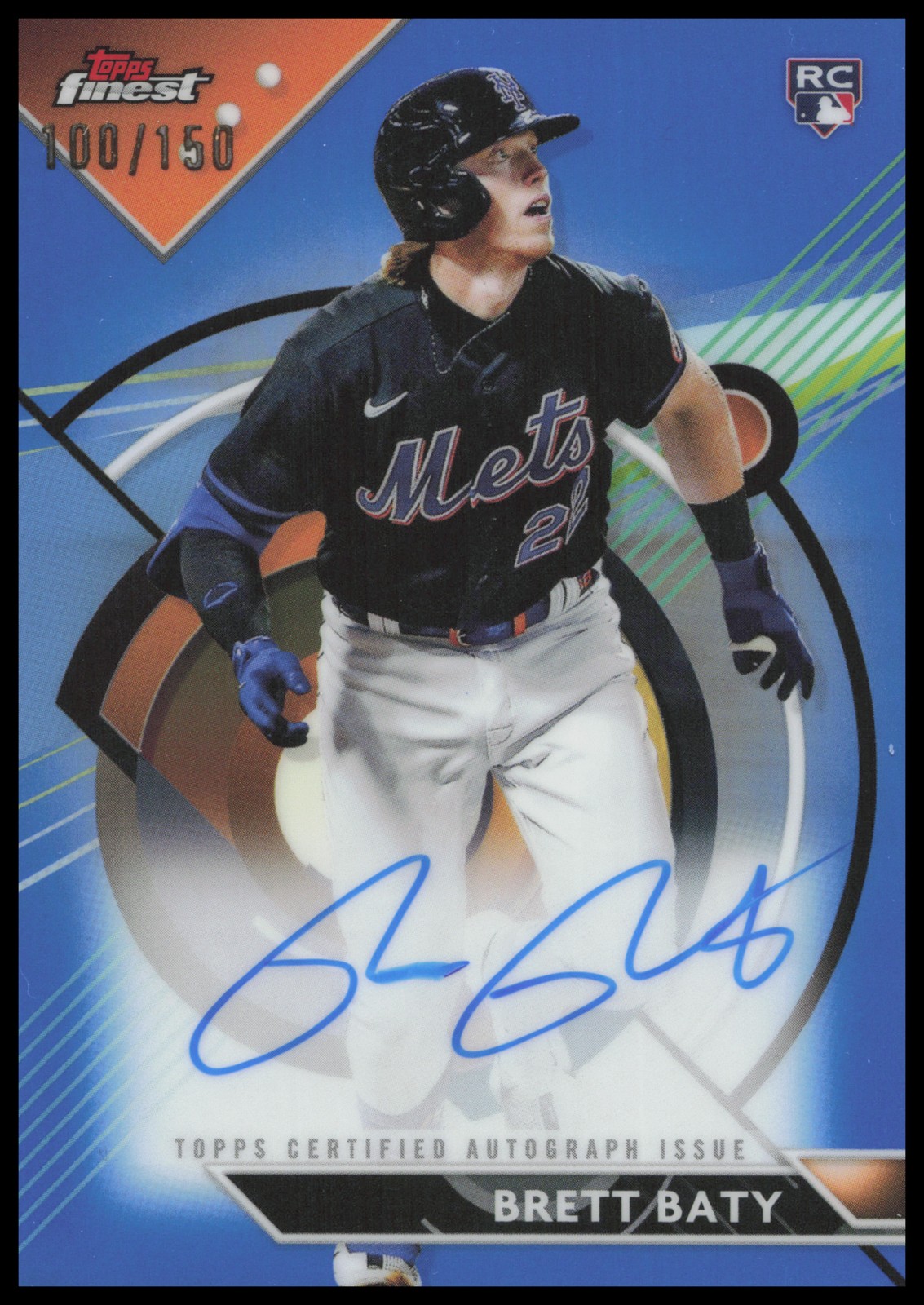 Brett Baty 2023 Finest Finest Autographs Blue Refractor #FA-BBA /150