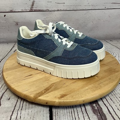 Lisa Vicky Shoes Womens Size 8M Pal Dark Blue Light blue Denim Platform