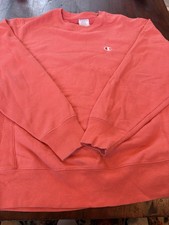 vintage 80s Champion Reverse Weave USA Made Bright Orange Sweatshirt Medium