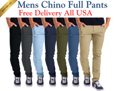 Mens Chino Pants Slim Fit Casual Cotton Work Stretch Dress Pants Skinny 30W-40W