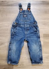 OshKosh B'gosh Navy Blue Vestbak Corduroy Overalls Plaid Lined Toddler 12 Months