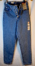 Levis High Waisted Mom Jeans Women's 25x27 Med Wash Button-Fly Stretch Vtg. NWT