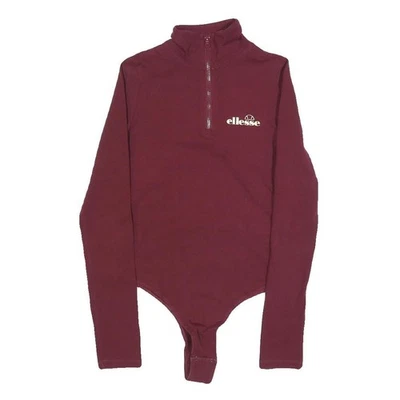 ELLESSE Mujer Granate Mono Algodón Liso Mezcla GB 10 Manga Larga Cremallera Mono - Imagen 1 de 4
