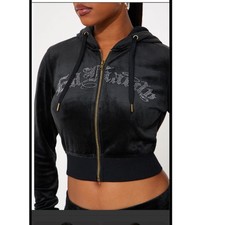 Ed Hardy NWT Silver Tiger Velour Zip Up Hoodie Large Rhinestone Y2K athleisure