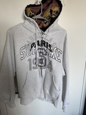 Supreme Skull Graphic Full Zip Hoodie Gray Ho...