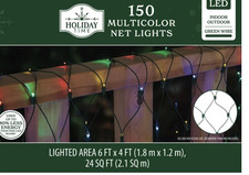 Holiday Time 150-Count LED Christmas Net Lights, Blue, Multicolor, 6' x 4',