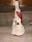 Vintage Pair 1950's 2 Asian Figures W/ Red Hats Sitting on White Tree Trunks — photo 3