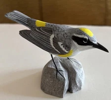 Steve Valleau Golden Winged Warbler Hand Carved wooden Sculpture Bird Figure