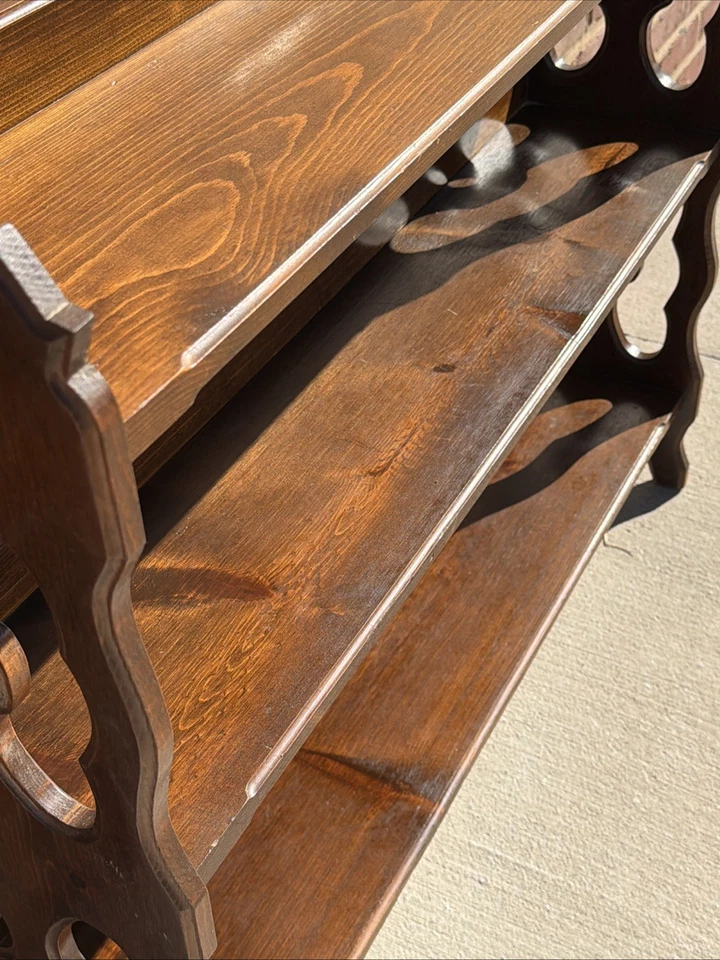 "Antigua estantería de madera de 3 estantes, victoriana 37"" L 33,5"" H 9"" D" Foto 4 de 4