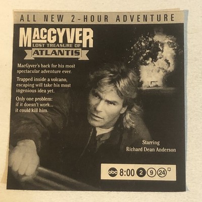 Macgyver Lost Treasure Of Atlanti Richard Dean Anderson Tv Series Print Ad Tpa33