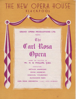 BLACKPOOL OPERA HOUSE 1949 'THE CARL ROSA OPERA' FINAL WEEK PROGRAMME.