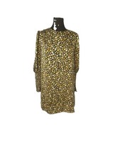 Zara Puffer Mock 3/4  Sleeve Satin Floral Mini Dress Yellow Size Small Preppy