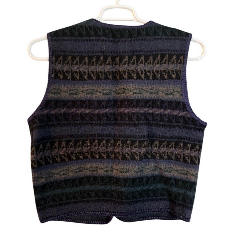 Alps Fine Womens Apparel Wool Sweater Vest Navy Green Fair Isle