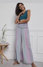 By Anthropologie Stacy Wide Leg Lounge Pants Size M Palazzo Flowy Boho Colorful