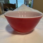 Pyrex 404 Red/White Opaque Glass Mixing Bowl, Stackable Vintage 1950s