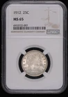 1912 Quarter Dollars Barber or Liberty Head NGC MS-65