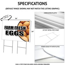 Farm Fresh Eggs Yard Sign  Stake outdoor plastic coroplast window