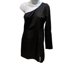 Lulus One Shoulder Long Sleeve Mini Dress Black Size Small