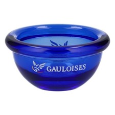 Gauloises Aschenbecher Glas mit Logo MINI rund blau Barzubeh&ouml;r Sammlerst&uuml;ck