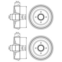 2X Bosch 203,3Mm Bremstrommeln Hinten Passend FÜR Renault Clio Thalia