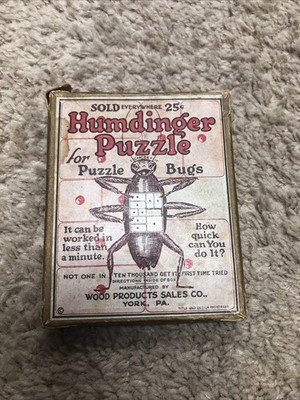 Vtg. Humdinger Puzzle Game Puzzle Bugs Wood Product Sales Co. York, PA CBN