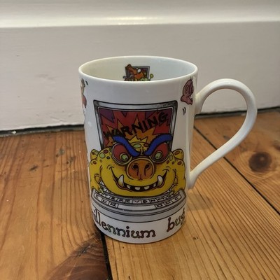 Dunoon Millennium Bug by Cherry Denman Made in Scotland Steingut Becher IT Virus