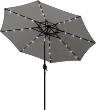 9 ft Solar Umbrella 32 LED Lighted Table Market Umbrella Outdoor Garden Beach