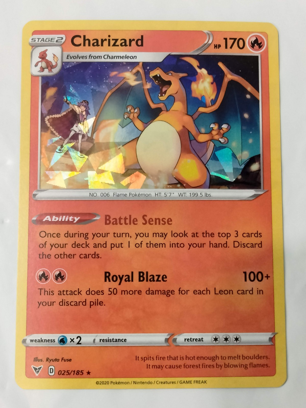 2020 Pokémon Vivid Voltage - Charizard - Cracked Ice Holo Rare - 025/185 - NM