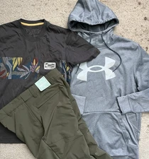 3 Lot Howler Bros Mens M T Shirt Under Armour Logo Hoodie Magellan Pants New