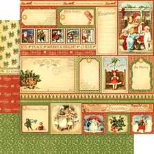 Graphic 45 Place in Time Collection Christmas 12" December Cut-Aparts Cardstock