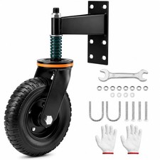 8in Heavy Duty Gate Wheel 750 lb Swivel Solid Rubber Black 2 Pack
