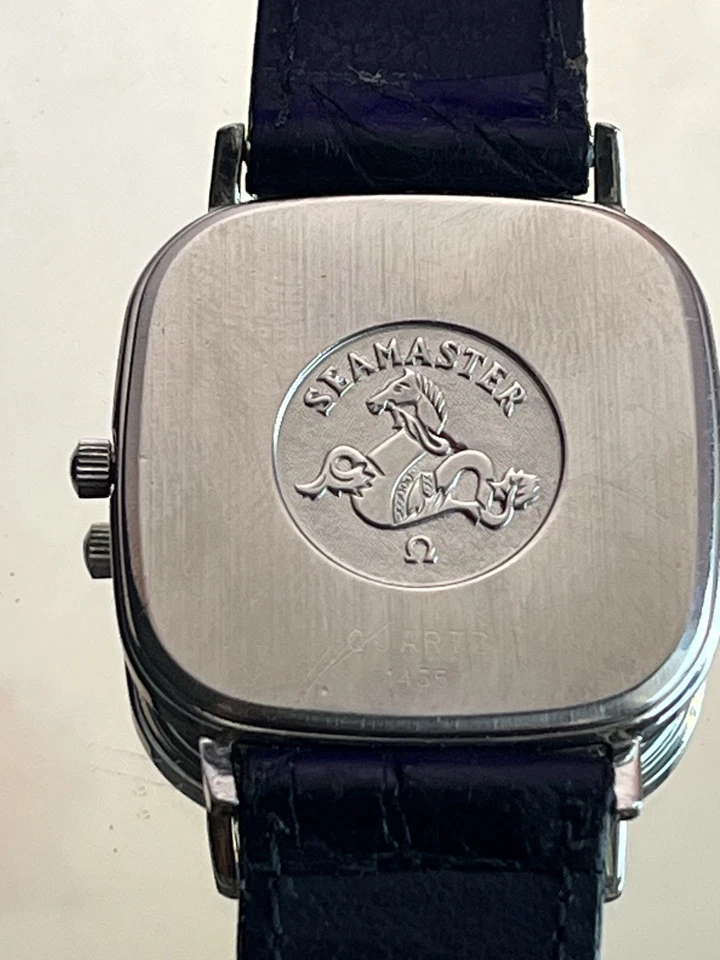 Omega Seamaster Cuadrado Vintage Años 80 Cuarzo Día Esfera Blanca Día Fecha Foto 3 de 4