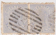(Po183)   1897 AU Queensland 2dBlue Pair Post No.316, 1RCancel 