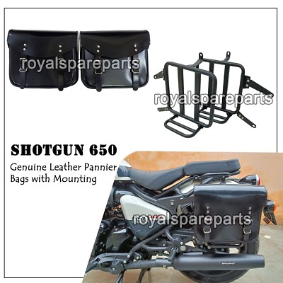 Für Royal Enfield Shotgun 650 '' Glänzend Schwarz Leder Gepäcktasche Beutel M ''